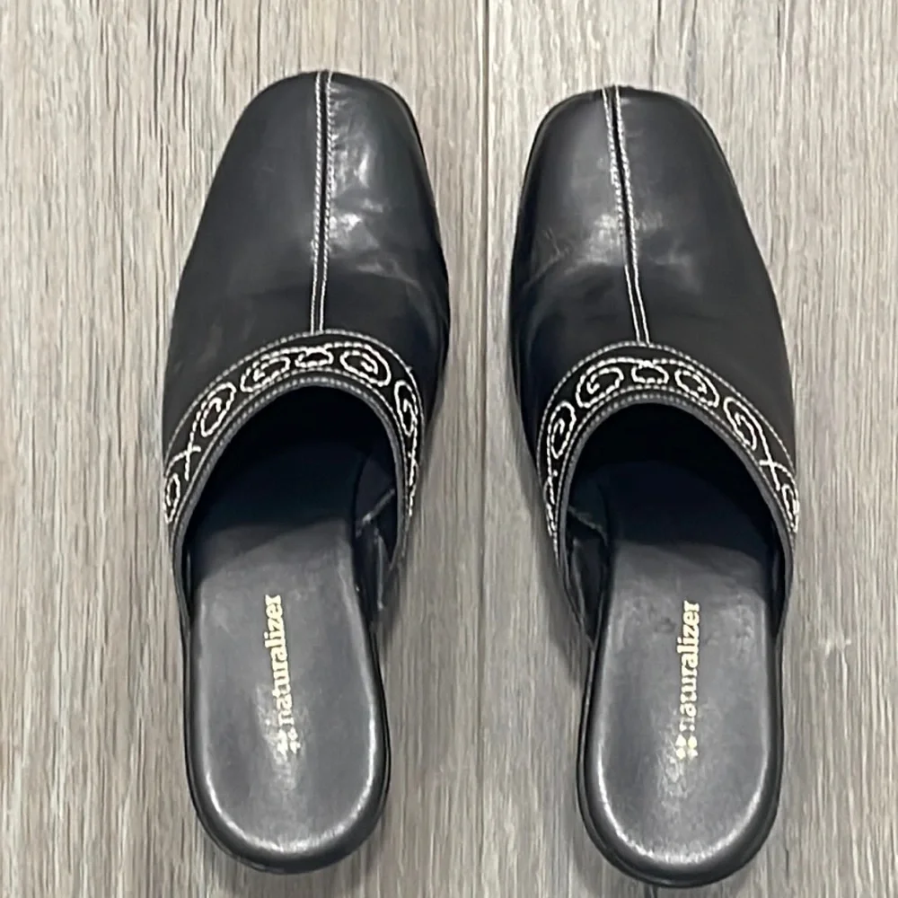 Naturalizer Black Rubber Sole Clogs-9 - Picture 3 of 5